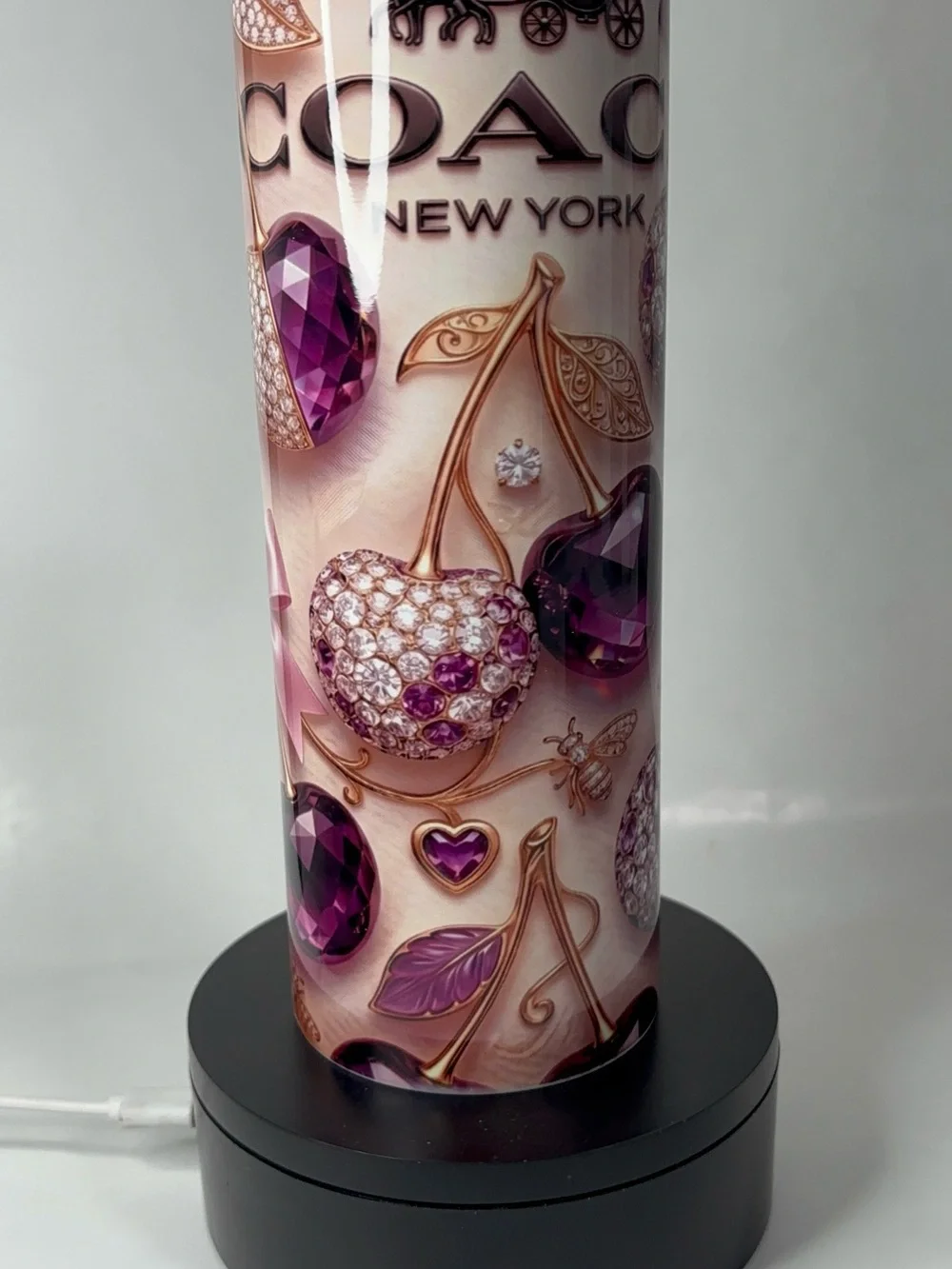 Tumbler 20 oz Coach Pink and Purple Cherry Accent Lantern